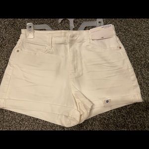 White high waisted jean shorts